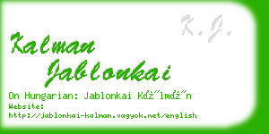 kalman jablonkai business card